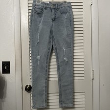 NWT SEVEN7 Woman  s Tummy Less High Rise Skinny Blue Jeans Sz 8 Distressed 69.00