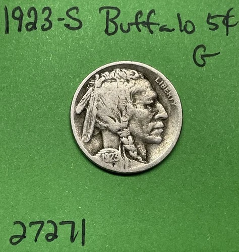 1923 S Buffalo 🦬 Indian Head Nickel 5c Good
