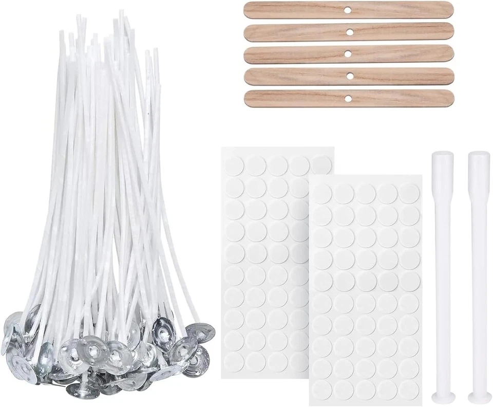 Kit de Fabrication de Bougies - 100 Mèches en Coton 10cm + Supports Inclus - Photo 3/4
