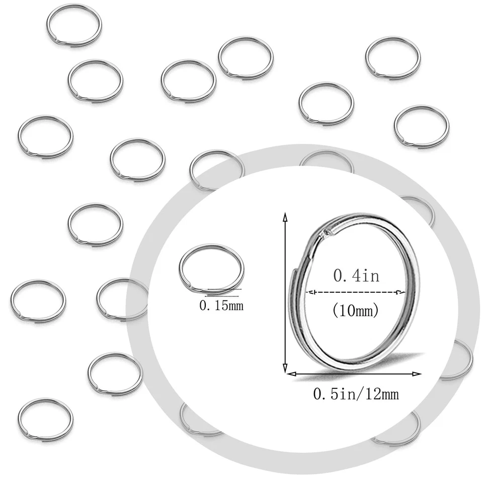 Llaveros pequeños de 0,47 pulgadas a granel - 200 piezas anillos divididos para llaveros, hágalo usted mismo 12 mm Foto 2 de 4