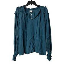 NUEVO CON ETIQUETAS Vila Viavery Mujer Azul Coral Manga Larga Top Blusa Camisa Talla 38