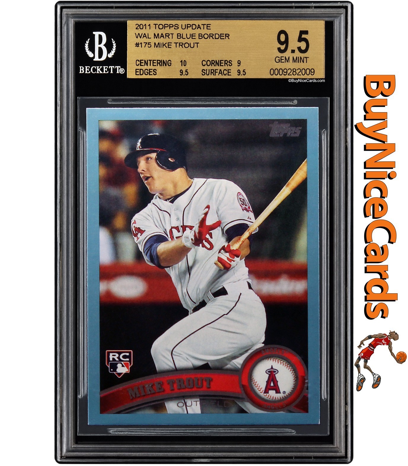 2011 Mike Trout Topps Update Wal Mart Blue Border SP RC Rookie #175 BGS 9.5