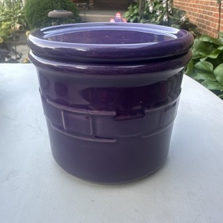 Longaberger Pottery Woven Traditions 1 Pint Salt Crock Jar Purple W/ Lid