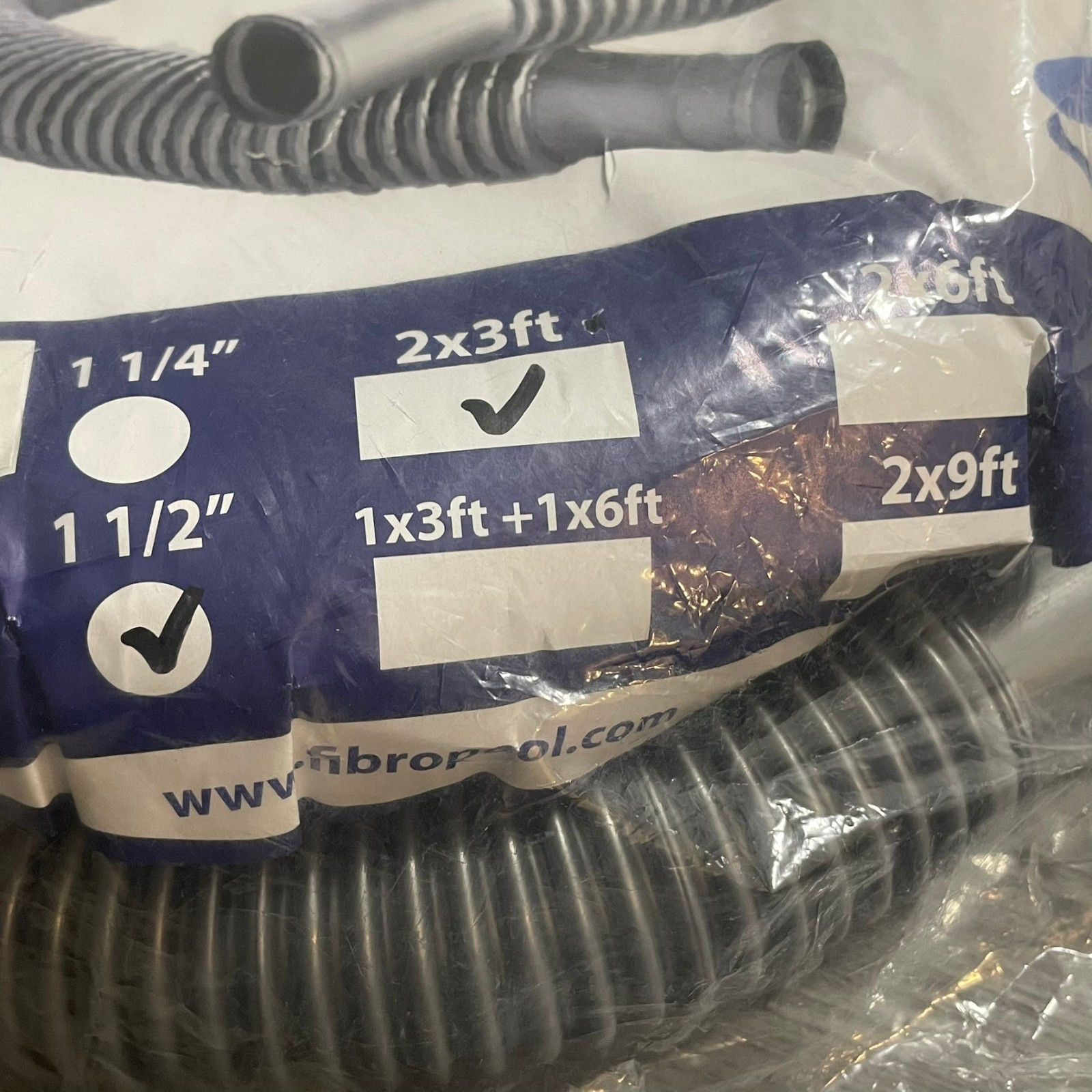 2 PACK FIBROPOOL  SWIMMING POOL FILTER HOSE KIT 1 1/2" 6 FEET