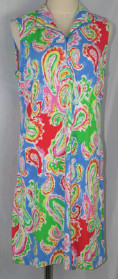 Gottex Dress Women's Size L Watercolor Paisley Nylon Zipper Athleisure Mode
