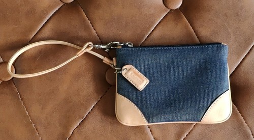 COACH Coach Denim Pouch Y2K Wristlet Wallet Leather