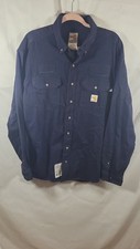 Carhartt FR Flame Resistant Navy Blue Work Shirt 294-20 CAT2 NFPA 2112, size L