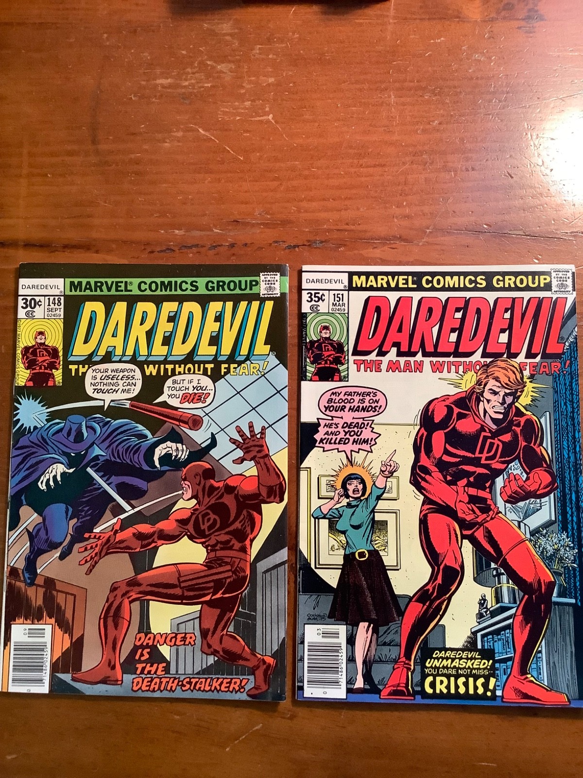 Daredevil 148 & 151 Comic Lot Marvel 1977-1978 Gil Kane Klaus Janson Complete Ad