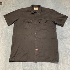 Vintage Dickies Work Shirt Mens XL Black Cotton Travel Chest Pocket Button Up