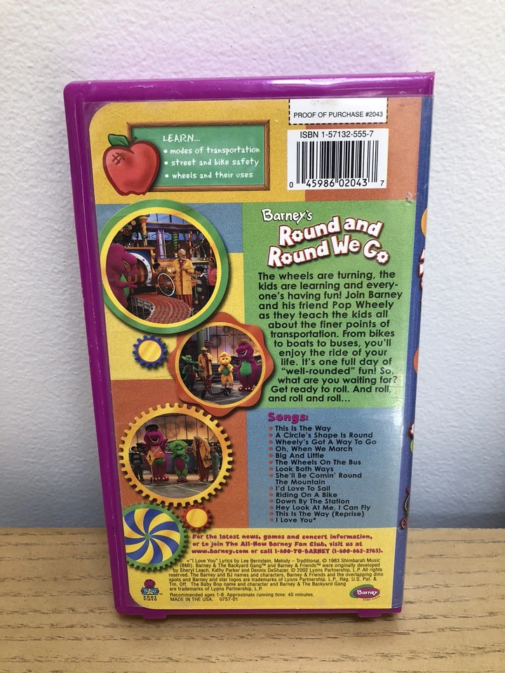 (3) VINTAGE Barney’s Rhyme Time Rhythm, ZOO & Round and Round We Go VHS - Image 4 of 4