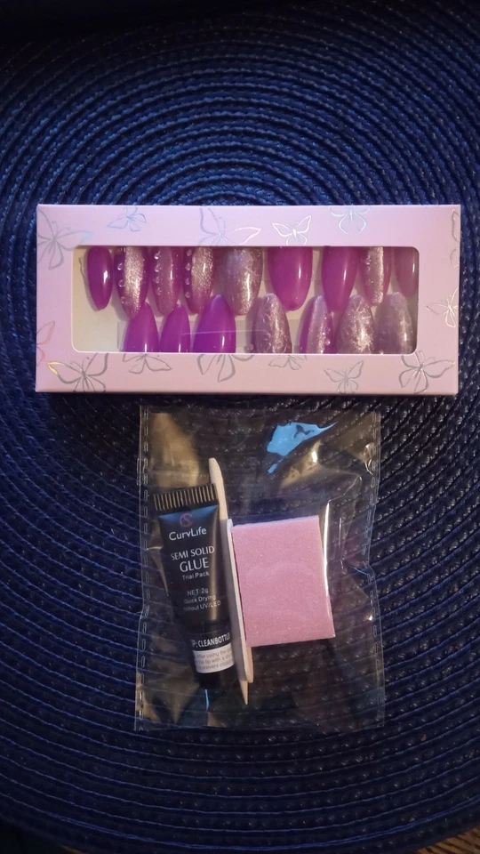 Fake press on nails gel x, with semi solid glue and prep kit.   - Image 3 of 4