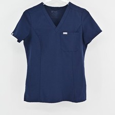 Figs Catarina Scrub Top Womens Size XS One Pocket Navy Blue Technical Collection