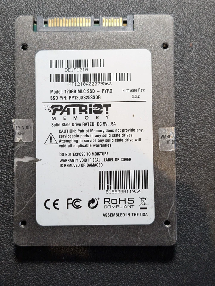 Patriot Pyro 120GB 2.5" SATA III SSD SF-2281 SandForce Tested Working - Image 2 of 3