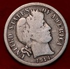 1914-D Denver Mint Silver Barber Dime — photo 1