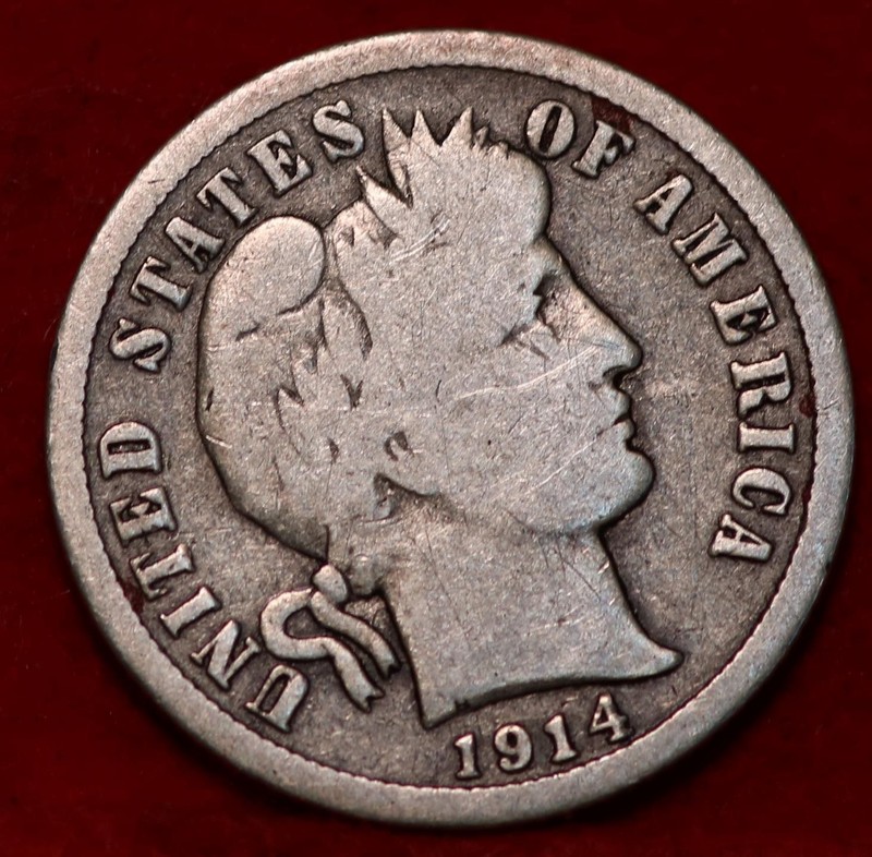 1914-D Denver Mint Silver Barber Dime