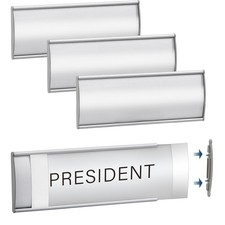 4 PCS Silver Curved WallMount Office Door Name Plate Sign Holder 8x3 Inch