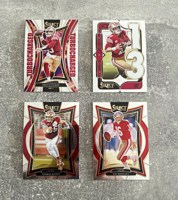 Panini Select 2024 NFL 49ers 4 Karten Lot Purdy Kittle Montana Turbocharged