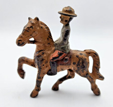 Vintage Cast Iron or Grey Iron Soldier, Officer on Light Brown Horse. B6