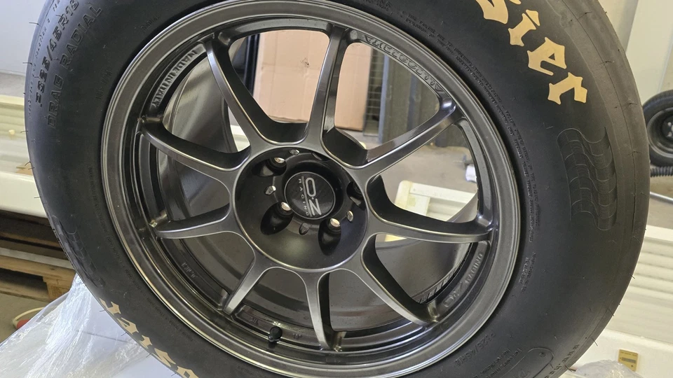 2x OZ Alleggerita Alufelgen 12x18 ET57 5x120.65 mit Hoosier 325/45 Drag Radials - Bild 4 von 4