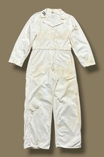 Vtg 50s Coveralls Jumpsuit Thrashed White Military One Piece USN Medium Painter