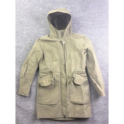 The North Face Parka Jacket Womens Medium Olive Green Fleece Lined Utility Coat