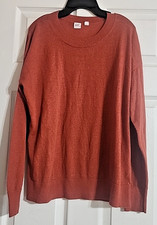Vintage Gap Sweater Mens M Linen Blend Crew Neck Rust Lightweight Classic