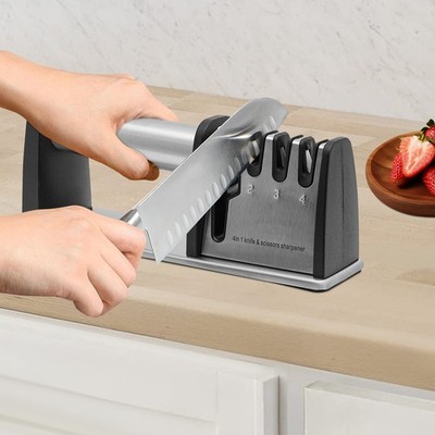 Kitchen 4 Stage Knife Sharpener V-shaped Groove Professional Knife Sharpener