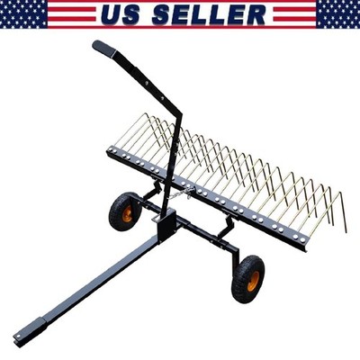 60'' ATV UTV Tow Behind Dethatcher Pine Straw Rake Lawn Tractor ,Landscape Rake