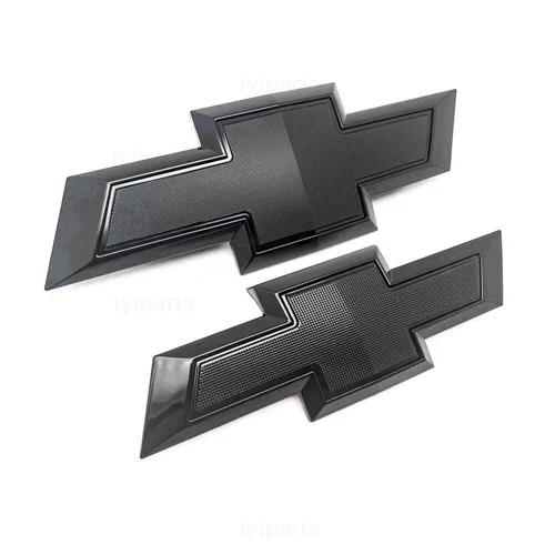 NEW Black Front Rear Bowtie Emblems 2014-15 Silverado 1500 2015-19 2500 3500 HD - product listing photo