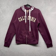 Cali Love Womens Jacket Red Hooded Full Zip Fleece Pockets California Size Xl