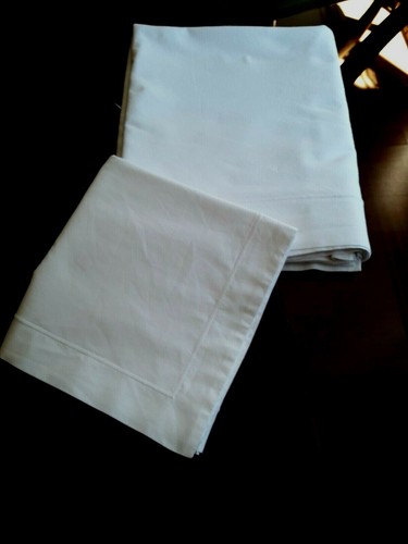 N09 Ensemble parure Drap + taie d'oreiller en coton blanc 170x272cm taie 68x73 - Imagen 7 de 7