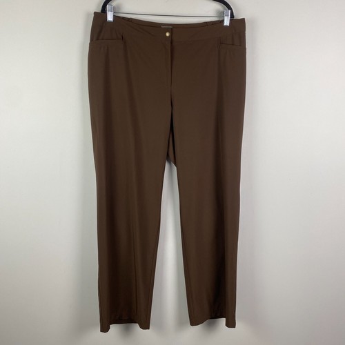 Chicos Hose Größe 3 US 16 braun Stretch gerades Bein Taschen Gummibund
