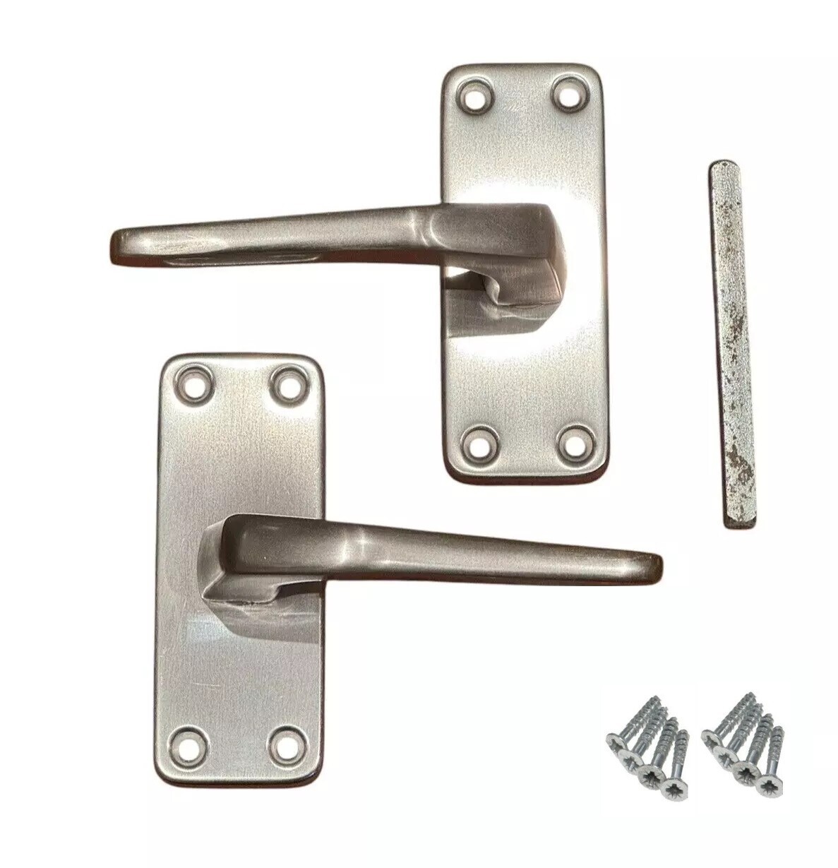 Pair - Aluminium Door Handle Straight Lever Internal Latch Spring Loaded SAA VAT