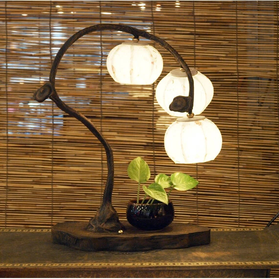 Battery Powered Art Deco Table Lamp, Lantern Style Table Lamp