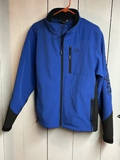 Wrangler Mens Blue Weatherproof Softshell Jacket Black Embroidered Logo Size M