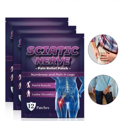 12Pieces Herbal Sciatic Nerve Pain Relief Acupuncture Patches Discomfort Relief`