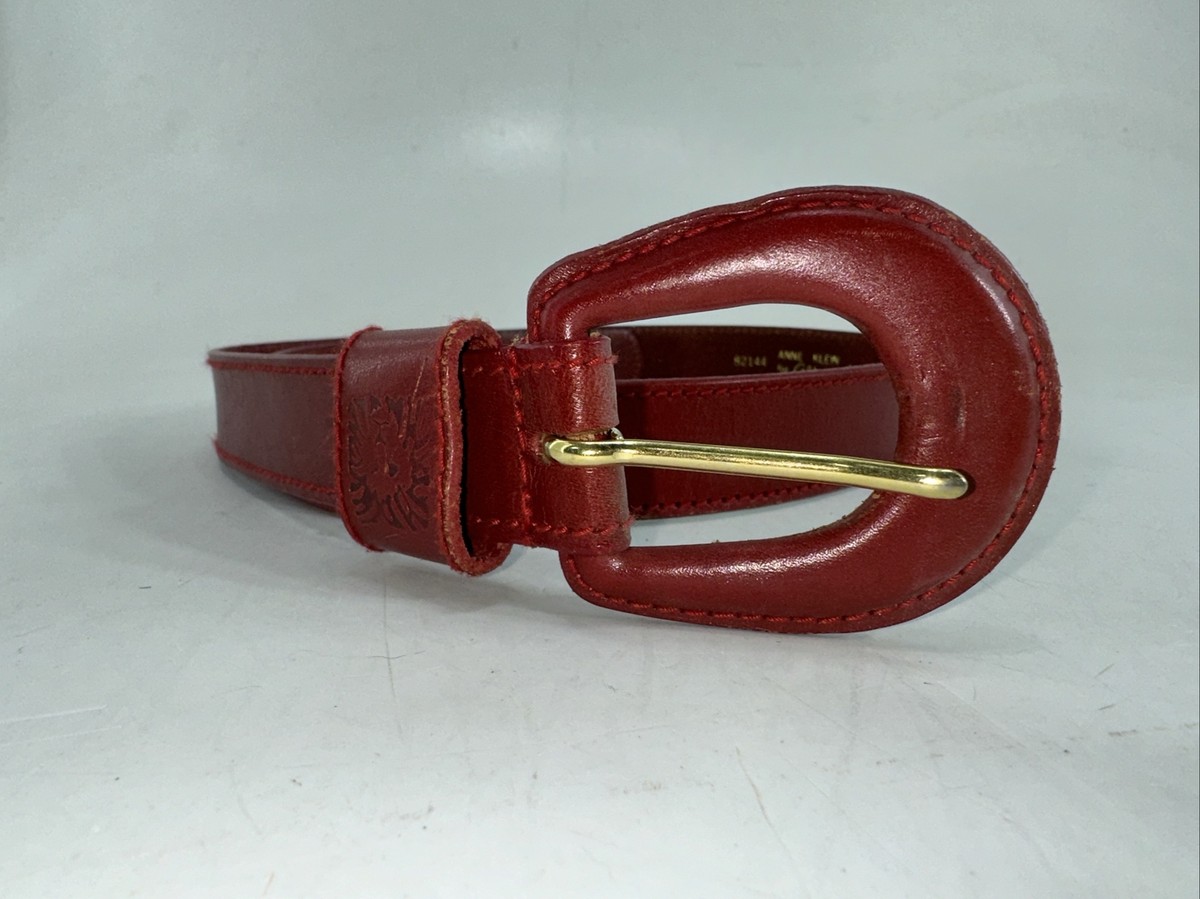 Vintage Anne Klein Red Genuine Leather Buckle Belt Woman display picture 1