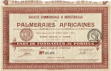 PALMERAIES AFRICAINES Udział założycielski