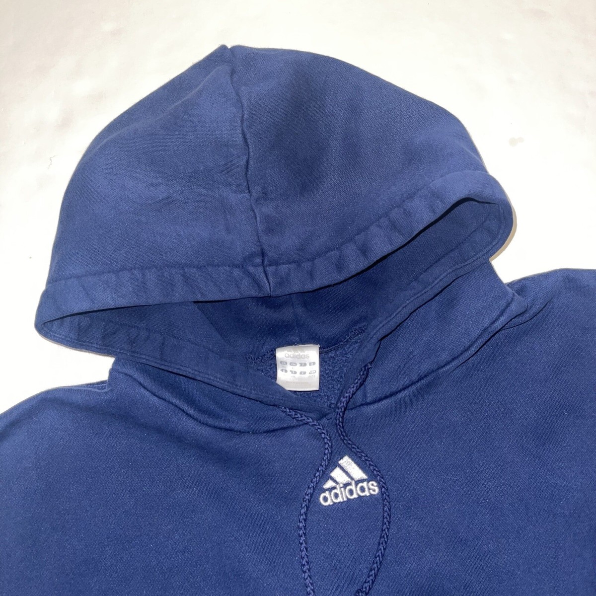 Vintage Adidas Center Logo Hoodie Mens XL Navy Blue Faded