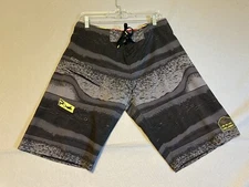 Pelagic 4 Tek Board Shorts Mens 32 Grey Sonar Fish Finder Swim Surf Offshore