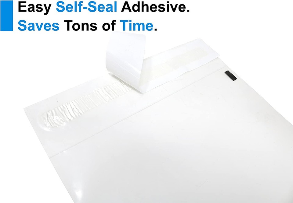 Sachets Plastique Auto-Adhésifs 10x13 Cm - Lot De 50, Avec Avertissement "Risque D'Étouffement", 1.5 Mil