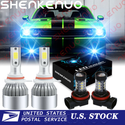 For Dodge Challenger 2015-2020 Combo Front LED Headlights + Fog Lights Bulbs