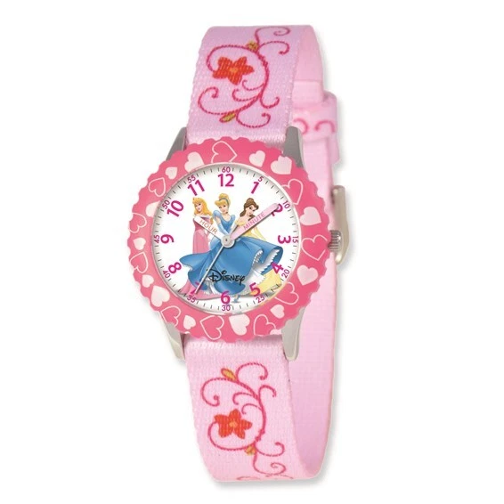 Disney Princess Girl s Kids Printed Fabric Band Time Teacher Watch