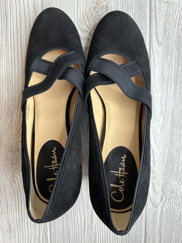 Cole Haan Pumps 2 1/2" Heel Women's Size 10B Black Elastic Cross Strap Suede - Picture 5 of 19