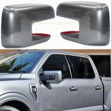 2021-24 2025 Ford F150 Mirror COVERS w/o Turn Signal Hole M7 CARBONIZED GRAY