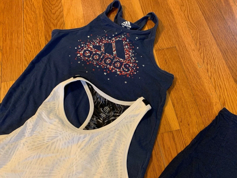 girl Tank Top LOT cami t shirt Reebok Adidas Champion hippie boho S 10 12 13 14 - Image 4 of 4
