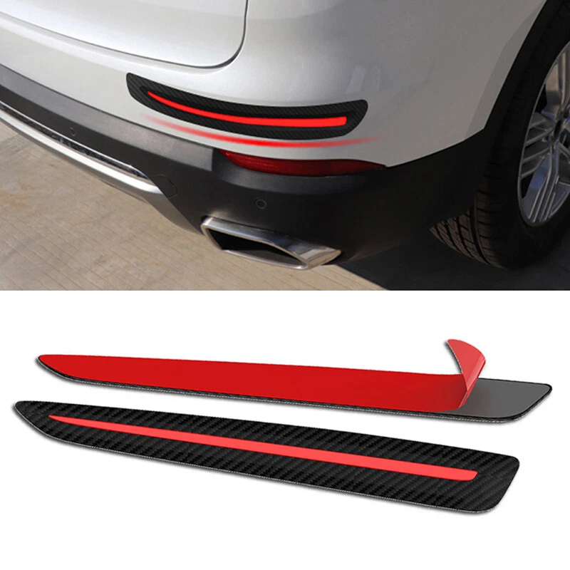 Tiras anticolisión de fibra de carbono para parachoques delantero y trasero de auto 4 piezas Foto 3 de 4