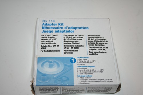 NO. 114 ADAPTER KIT FOR 5/8-11" SPINDLE SIZE
