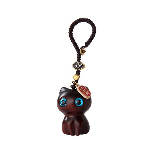 Wooden Cat Keychain Cat Keychain Cute Mobile Phone Chain Wooden Pendant - 第 9/16 張圖片