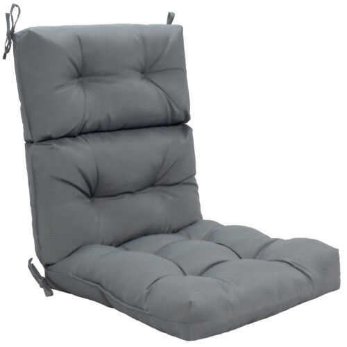 22"x44" Indoor Outdoor Back Chair Cushion Tufted Pillow Patio Seating Pad Gray
